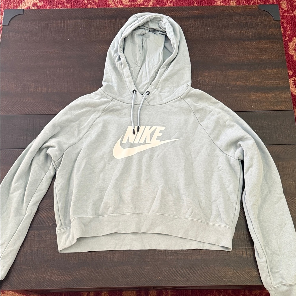 Nike Women's Blue Gray Cropped Hoodie
